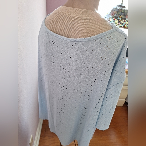 Light Blue Eyelet Top - Picture 3 of 16